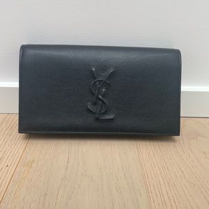 Saint Laurent Grey Embossed Leather Clutch